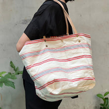 Load image into Gallery viewer, 西班牙設計師/Woven Cotton Tote Bag - Red Plaid - OBEIOBEI