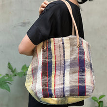 Load image into Gallery viewer, 西班牙設計師/Woven Cotton Tote Bag - Yellow/Brown Tassel - OBEIOBEI
