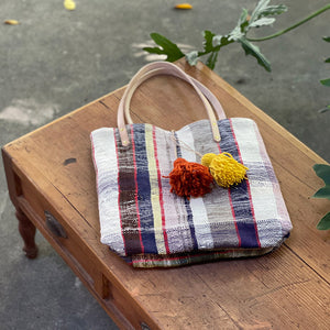 西班牙設計師/Woven Cotton Tote Bag - Yellow/Brown Tassel - OBEIOBEI