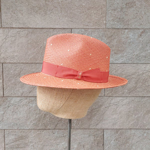 Borsalino/Orange Straw hat-Orange ribbon - OBEIOBEI