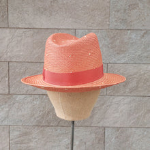 Load image into Gallery viewer, Borsalino/Orange Straw hat-Orange ribbon - OBEIOBEI