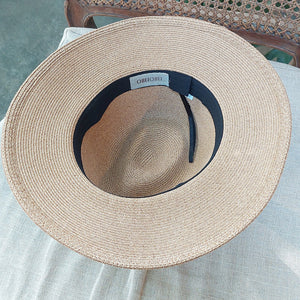 OBEIOBEI/Feather pin traw hat-Black ribbon