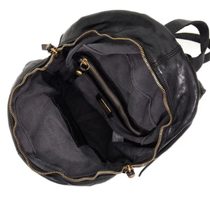 Campomaggi/Small Backpack wit Rivets(Black/Cognac)