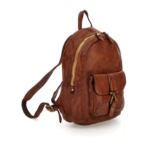 Campomaggi/Small Backpack wit Rivets(Black/Cognac)