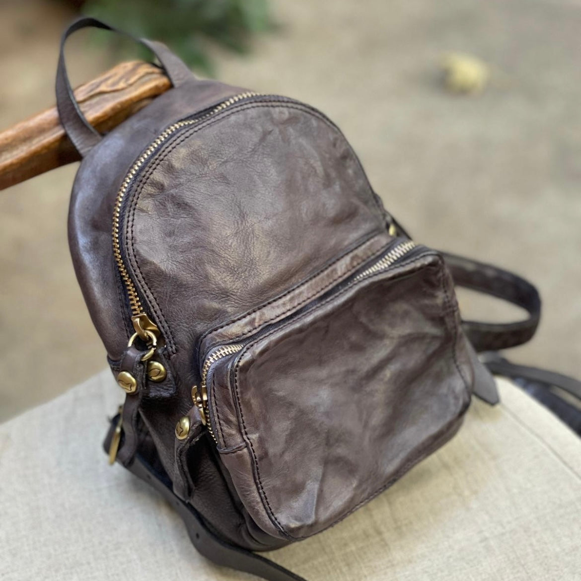 Gray mini top backpack