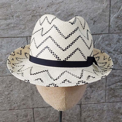 Borsalino/Medium Brim Panama Hat - Star Pattern - OBEIOBEI