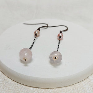 5 Octobre/Rose Quartz Earrings - OBEIOBEI