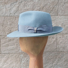 Load image into Gallery viewer, Borsalino/Grey blue fedora hat(Wild brim) - OBEIOBEI