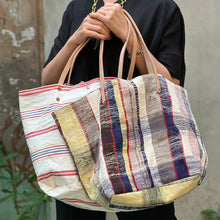 Load image into Gallery viewer, 西班牙設計師/Woven Cotton Tote Bag - Red Plaid - OBEIOBEI