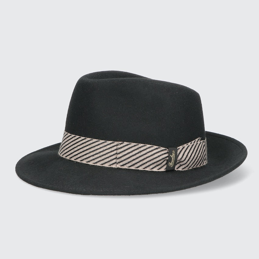 Borsalino/Black fedora hat(Medium brim)