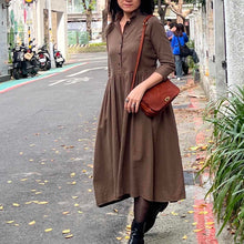 Load image into Gallery viewer, H+ by Hannoh Wessel/Brown Striped Dress (36)