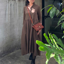 Load image into Gallery viewer, H+ by Hannoh Wessel/Brown Striped Dress (36)