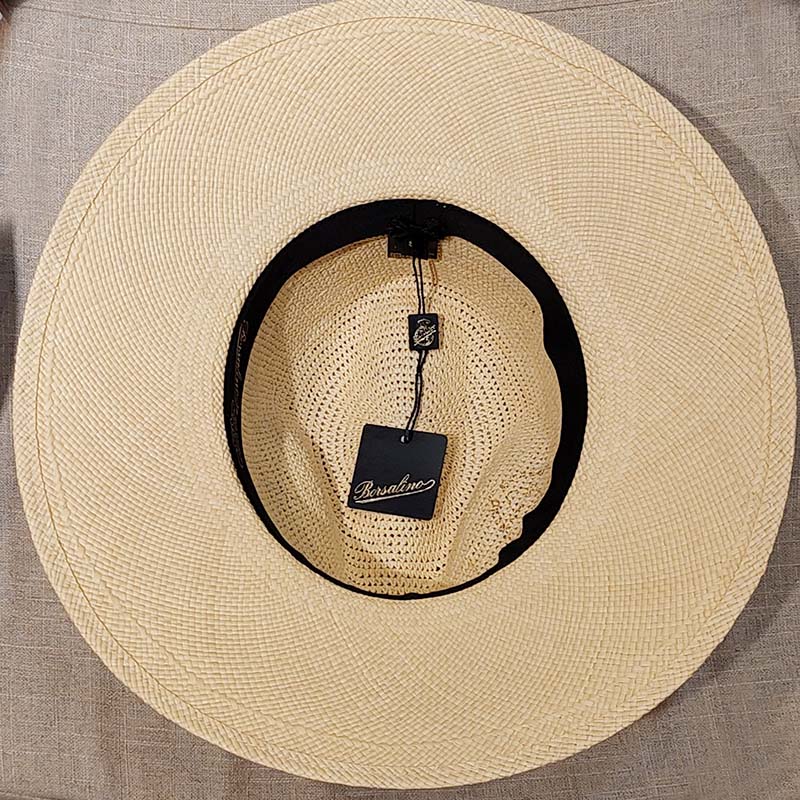 Borsalino/Wide Brim Panama Hat for Lady - Pink ribbon