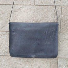 Load image into Gallery viewer, Daniele Basta/Blue flat clutch bag with silver chain - OBEIOBEI