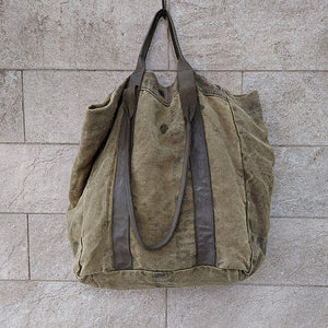 Delle Cose/Canvas tote bag(Purple/Military green) - OBEIOBEI