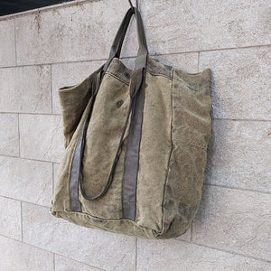 Delle Cose/Canvas tote bag(Purple/Military green) - OBEIOBEI