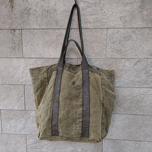 Delle Cose/Canvas tote bag(Purple/Military green) - OBEIOBEI