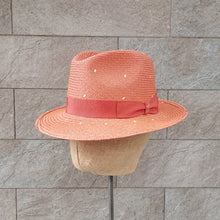 Load image into Gallery viewer, Borsalino/Orange Straw hat-Orange ribbon - OBEIOBEI