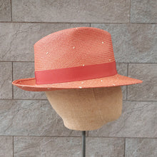 Load image into Gallery viewer, Borsalino/Orange Straw hat-Orange ribbon - OBEIOBEI