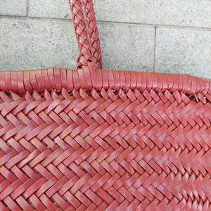 西班牙設計師/Large Woven Leather Bag (Natural/Red) - OBEIOBEI