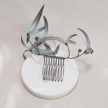 Load image into Gallery viewer, Cecilie Boccara/Light blue feather hair comb