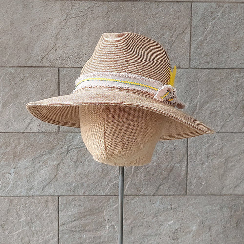 OBEIOBEI/Paper straw hat-Beige ribbon