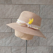 Load image into Gallery viewer, OBEIOBEI/Paper straw hat-Beige ribbon