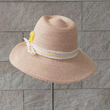 Load image into Gallery viewer, OBEIOBEI/Paper straw hat-Beige ribbon