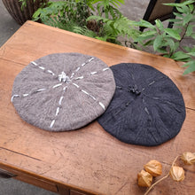 Load image into Gallery viewer, Move/Leather Embellished Beret (Dark grey/Beige)