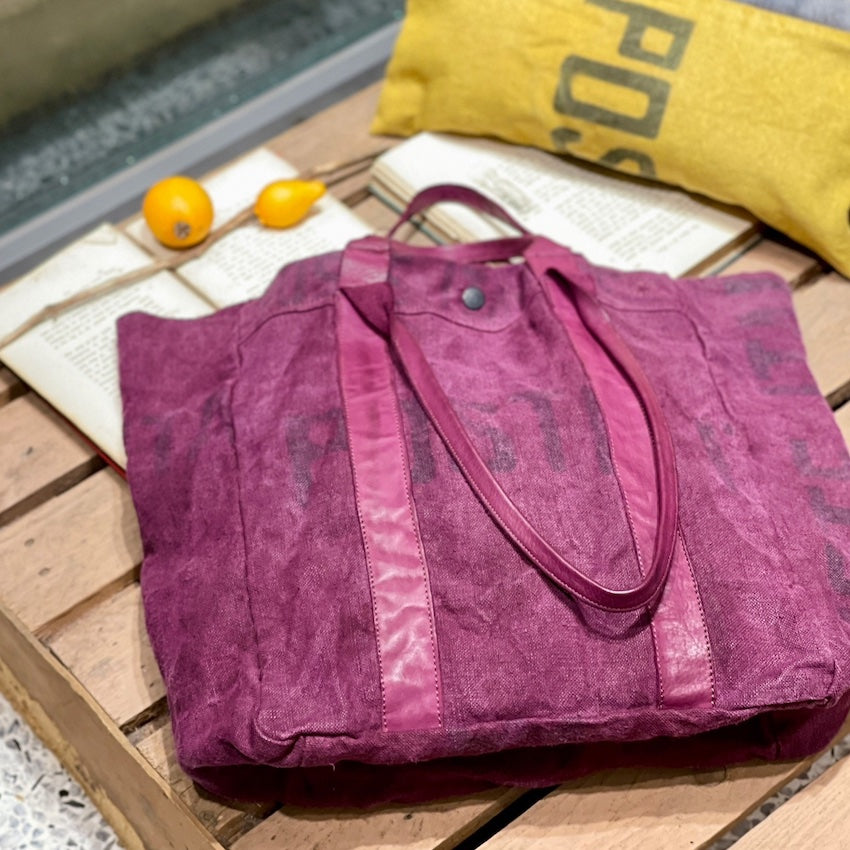 Delle Cose/Canvas tote bag(Purple/Military green)