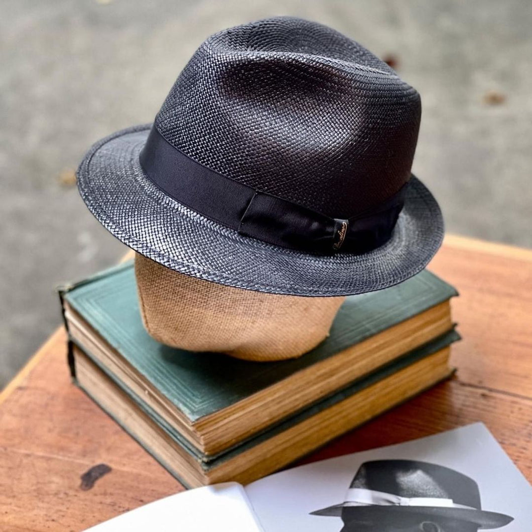 Borsalino/Black Panama hat-Small brim