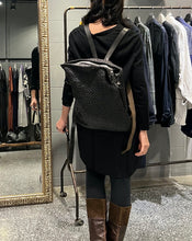 Load image into Gallery viewer, Delle Cose/Grey black leather woven backpack