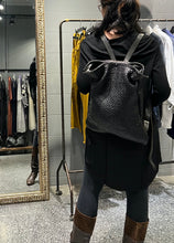 Load image into Gallery viewer, Delle Cose/Grey black leather woven backpack