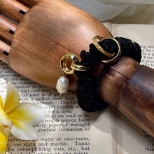 Load image into Gallery viewer, Cecile Boccara/Black scrunchy with pearl