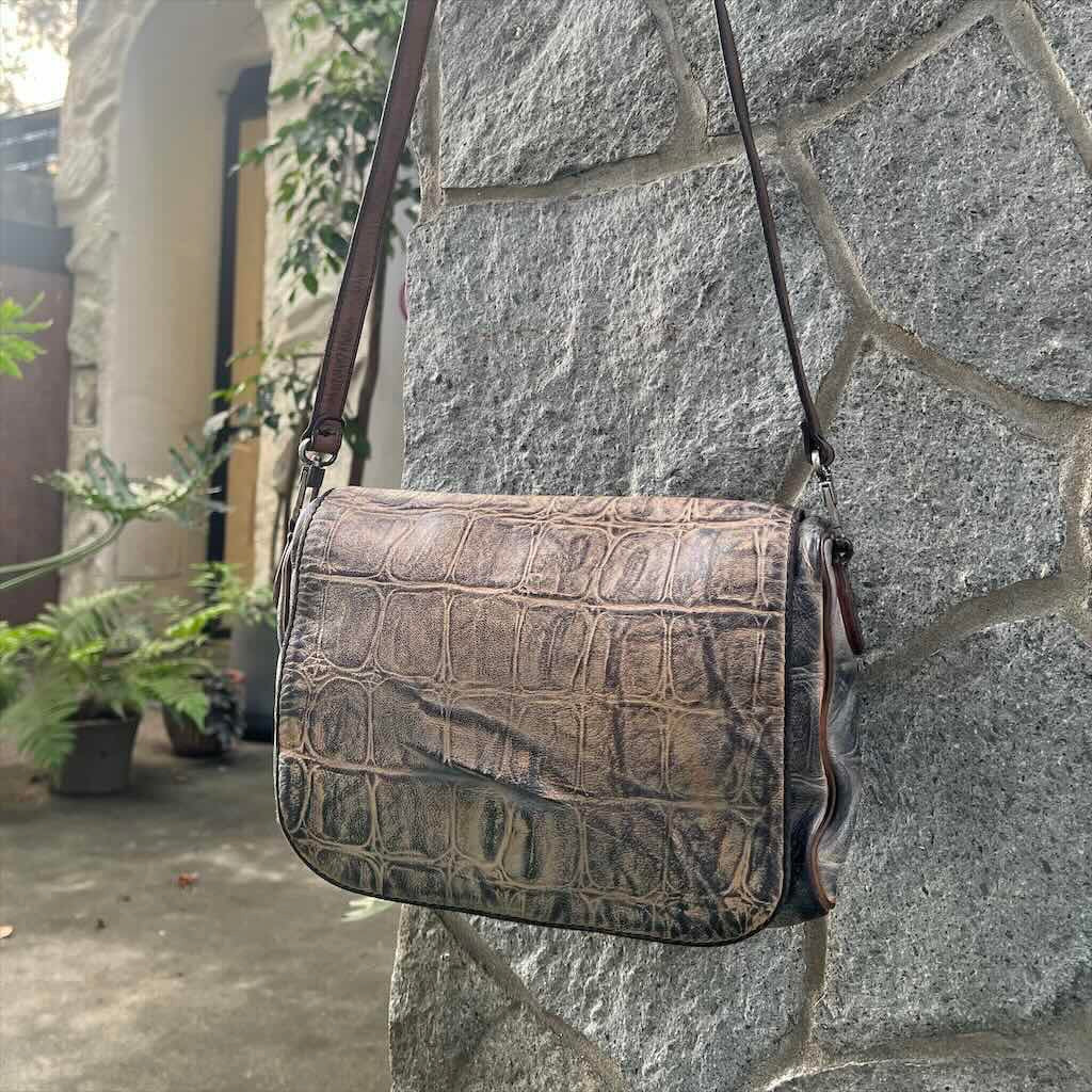 Numero 10/Grey brown croc pattern shoulder bag