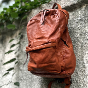 義大利品牌/Leather Backpack (Black/Cognac)