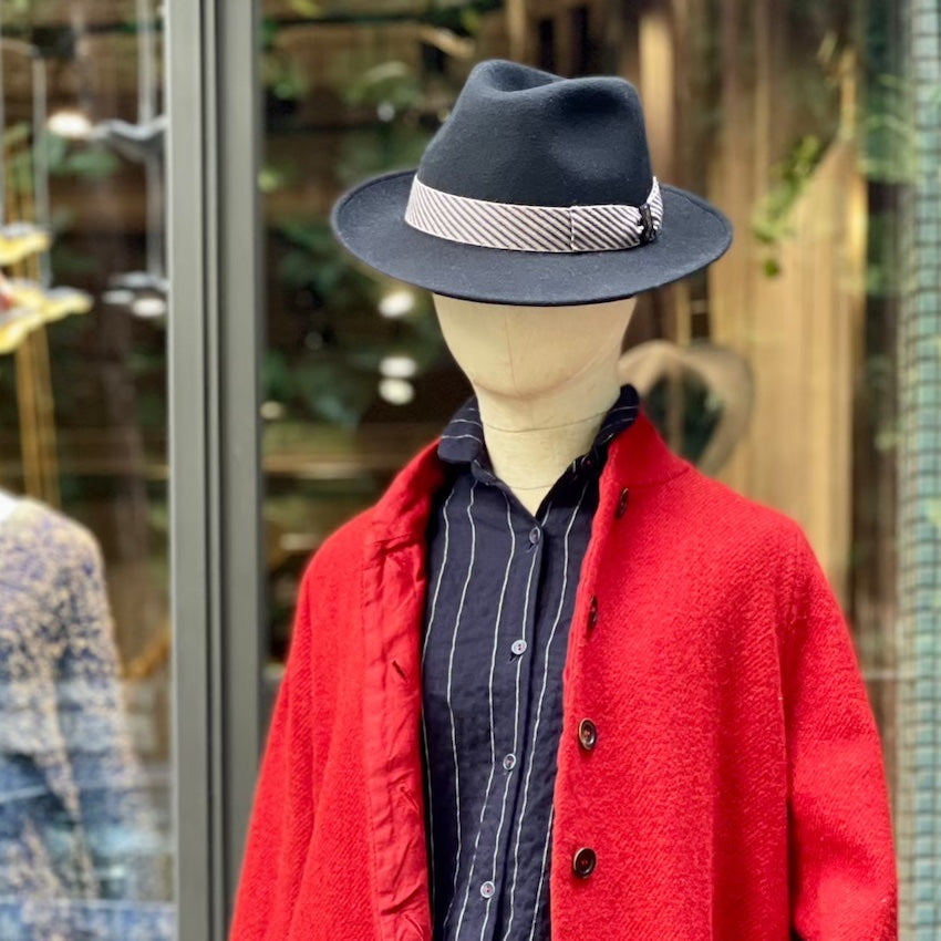 Borsalino/Black fedora hat(Medium brim)