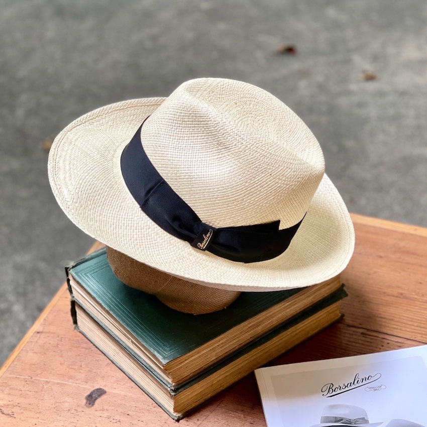 Borsalino/Wide Brim Panama hat(Black/Peacock/Wine)