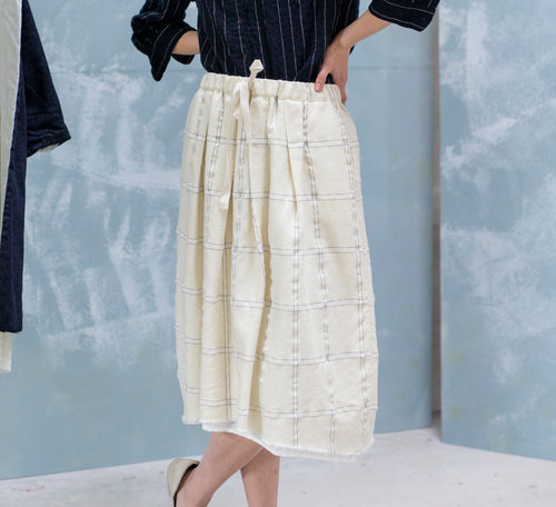 H+ by Hannoh Wessel/Natural Check Wool Skirt
