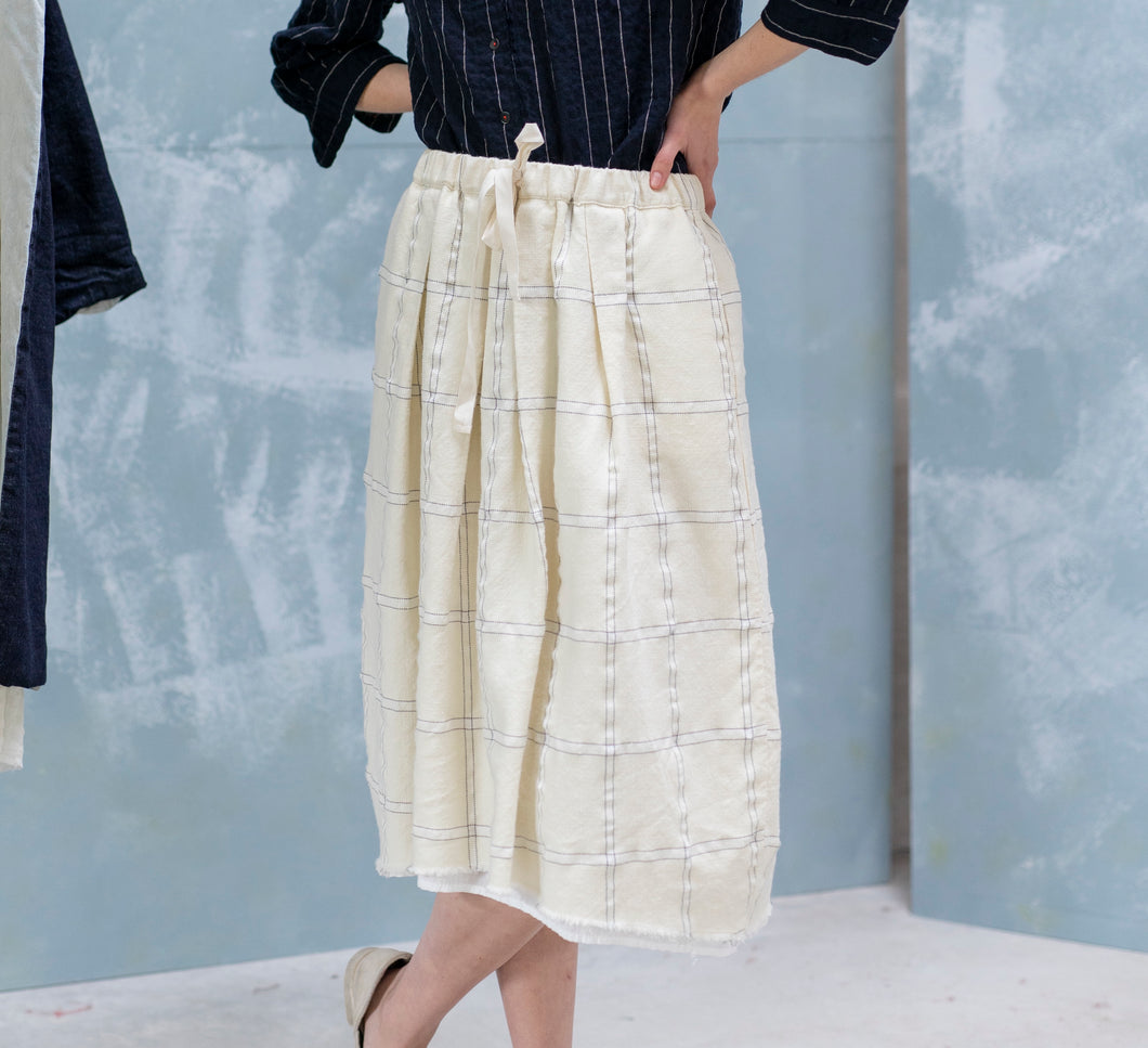 H+ by Hannoh Wessel/Natural Check Wool Skirt