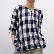 Load image into Gallery viewer, H+ by Hannoh Wessel/Blue plaid top(36)
