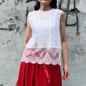 Japan designer/Lace top(White/Black)