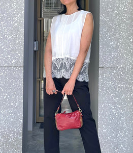 Japan designer/Lace top(White/Black)