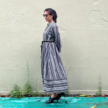 Load image into Gallery viewer, Japan designer/French Stripe Linen Dress(White/Khaki brown)