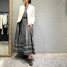 Load image into Gallery viewer, Japan designer/French Stripe Linen Dress(White/Khaki brown)