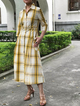 Load image into Gallery viewer, PDR/薄荷綠格紋長洋裝(38/40)