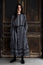 Load image into Gallery viewer, Japan designer/French Stripe Linen Dress(White/Khaki brown)