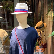 Load image into Gallery viewer, Borsalino/Panama Hat - Blue/Red Ribbon