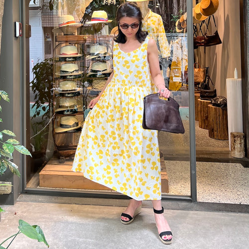 H+ by Hannoh Wessel/Yellow flower sleeveless dress(#36/38)