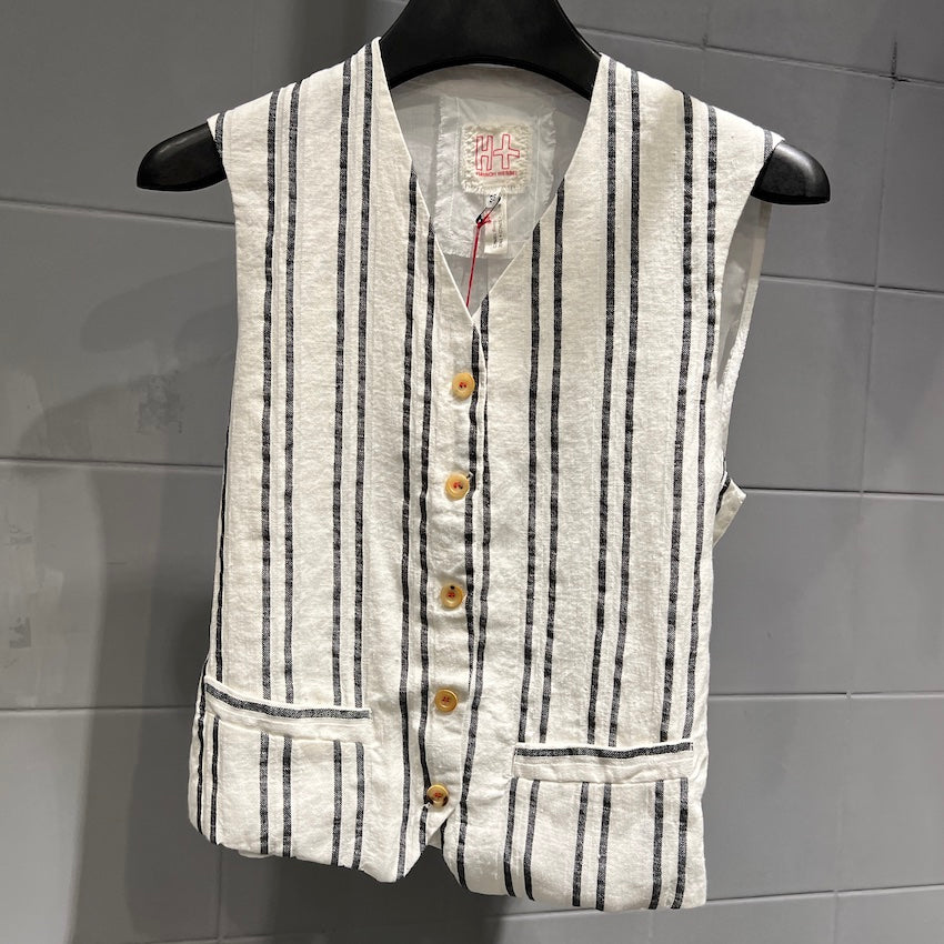 H+ by Hannoh Wessel/Gilet(White/Navy stripe)